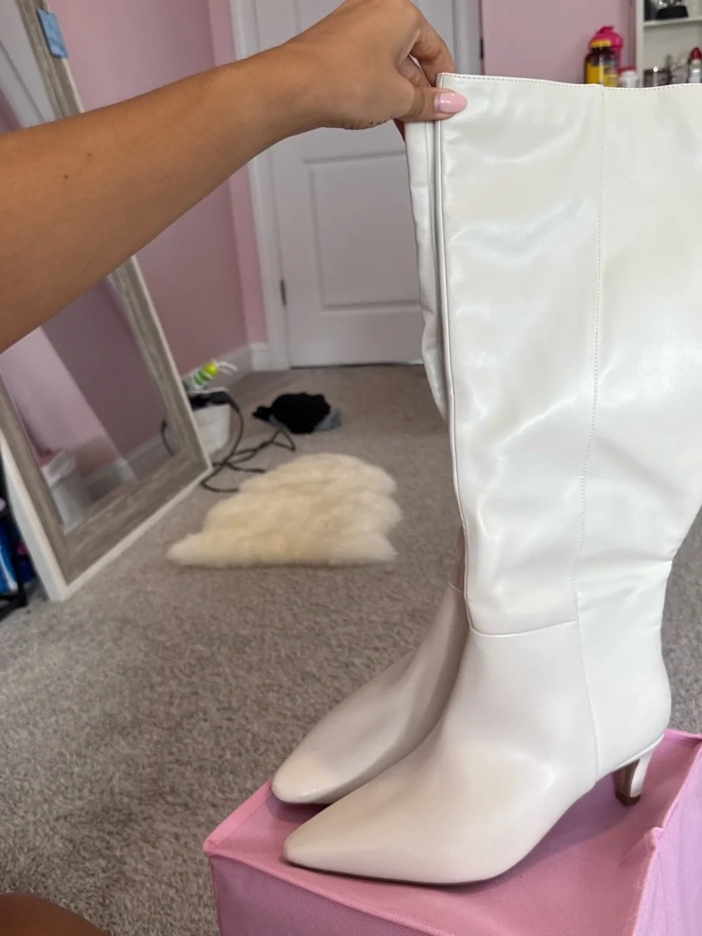 Target Cream Over-the-Knee Kitten Heel Boots